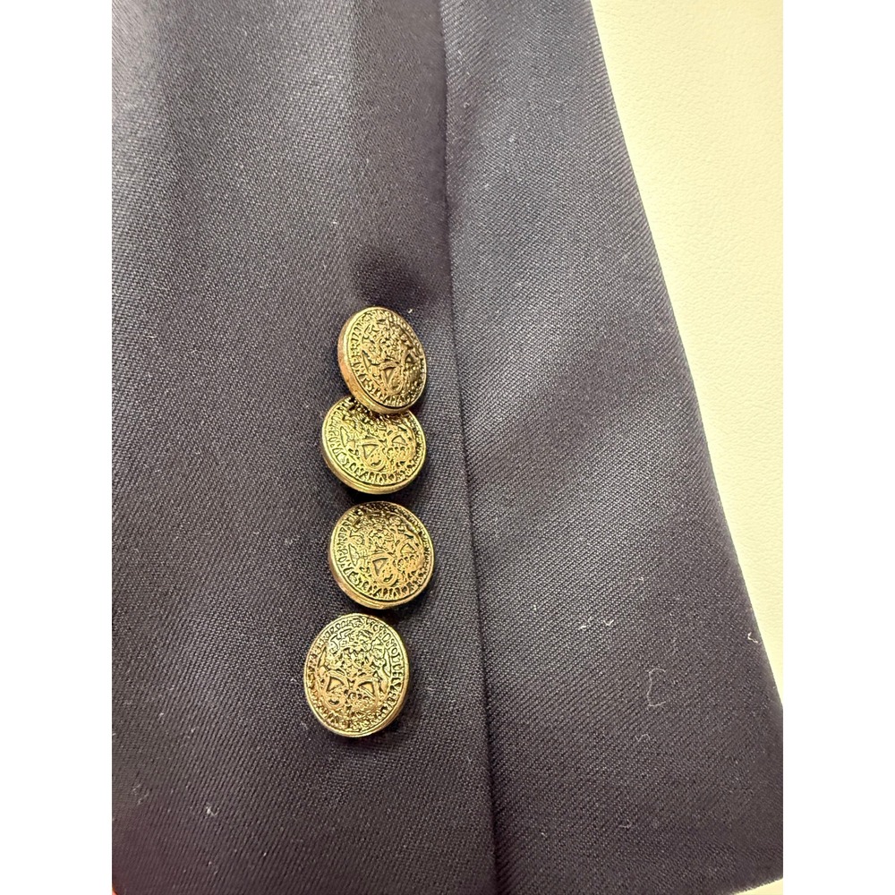 Austin Reed Mens Navy Blue 100% Worsted Wool 2-Button Blazer Gold Buttons 40S - Picture 4 of 11